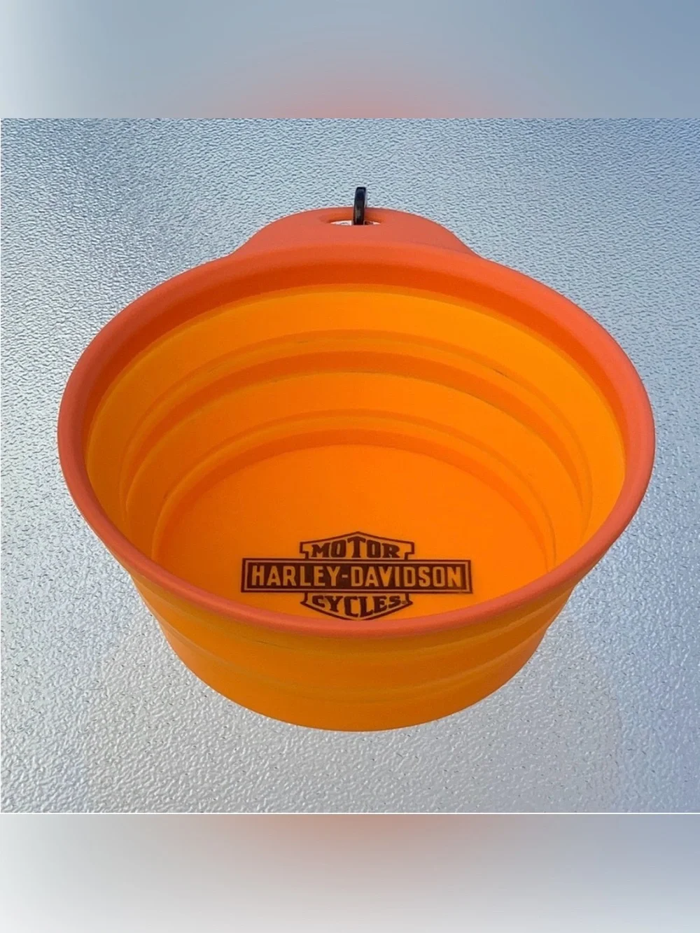 Harley-Davidson® Bright Orange Collapsible Silicone Pet Travel Bowl